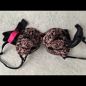 Black Lace Detail Double Push Up Bra